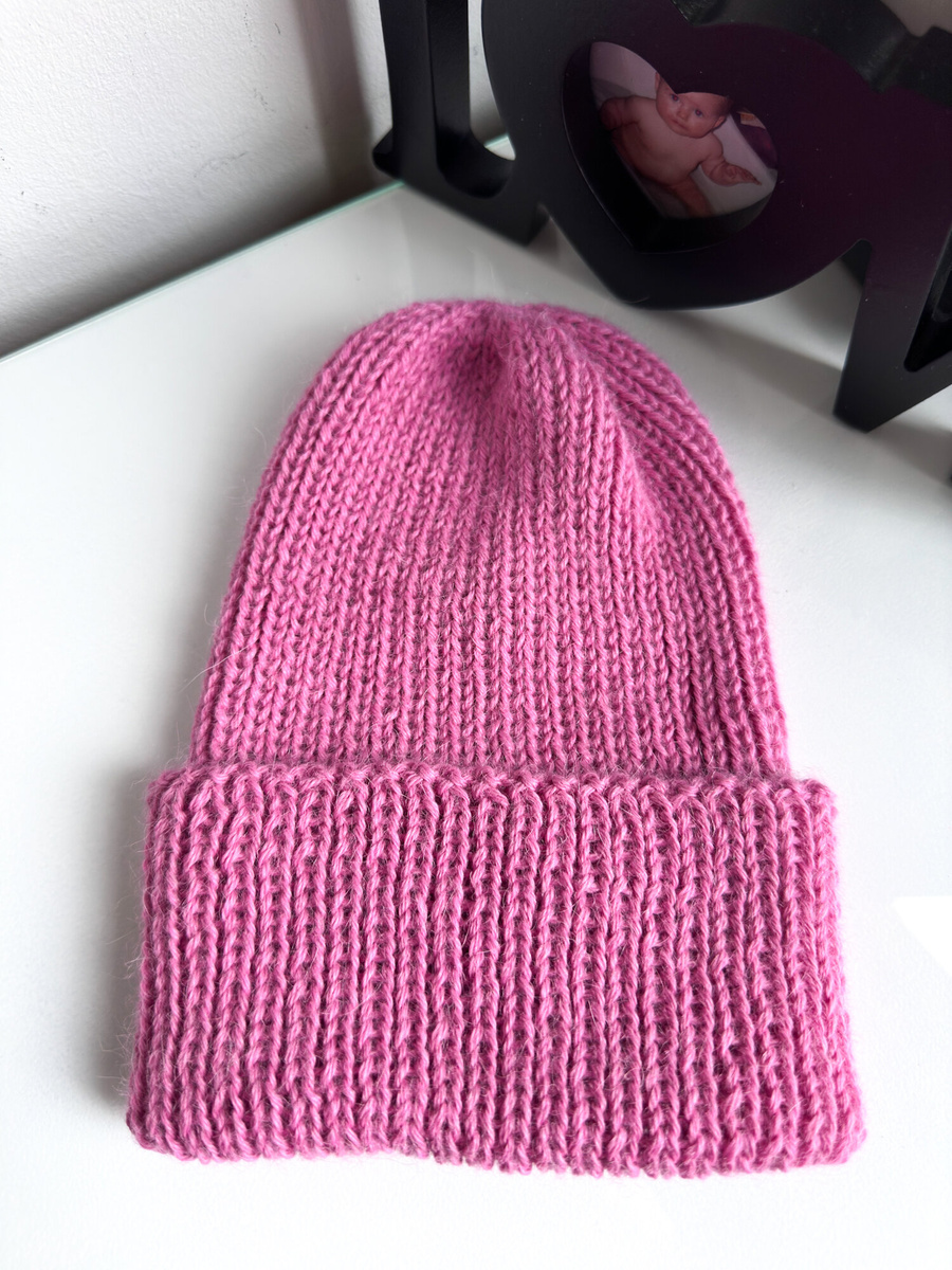 KIARA – czapka wywijana z alpaki 100% 9034 płatek róży zimowa