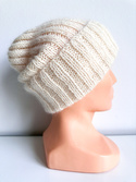 MARGARET Handmade Turn-Up Beanie Alpaca Mohair and Silk 100/01 Ecru