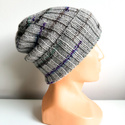 NELLI Handgemachte Merinowoll-Beanie 28 Srebrny Zmierzch