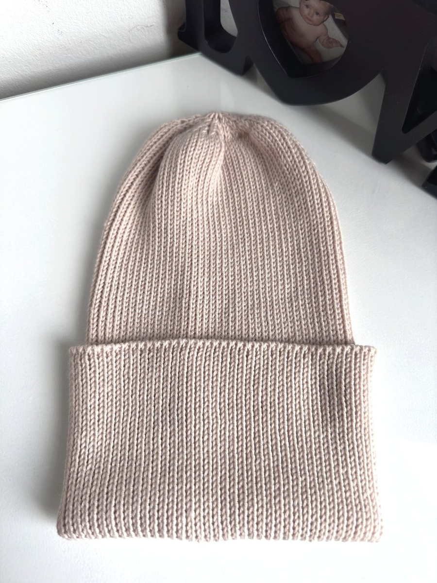 VARELLA Handmade Beanie 100% Baby Merino Wool 59 Pszeniczny