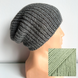 KIARA – czapka beanie z alpaki 100% 9038 zielona szałwia damska zimowa