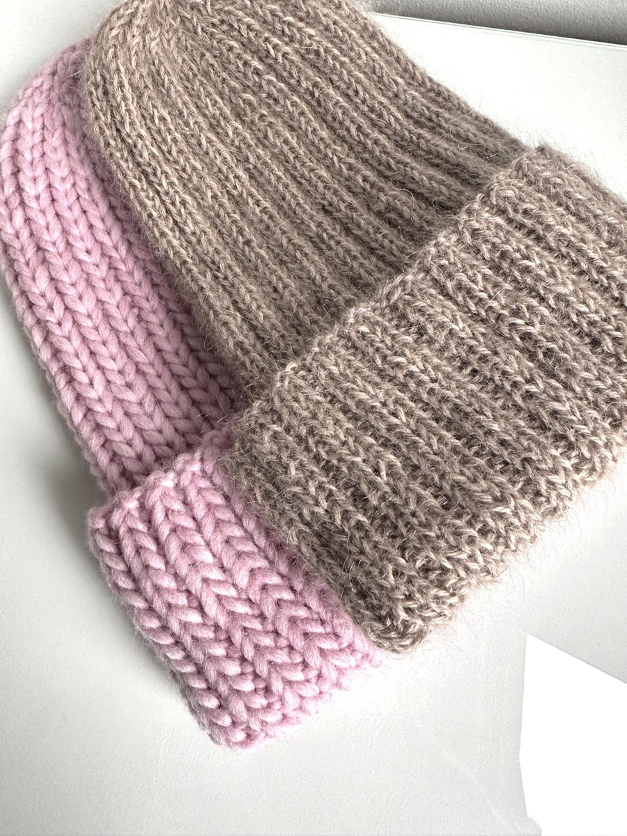 MARGARET Handmade Turn-Up Beanie Alpaca Mohair and Silk 2020/20 Jasny Nugat