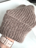 AUREA – ręcznie robiona czapka beanie baby merino + moher i jedwab damska / dziecięca 17/41 Beż