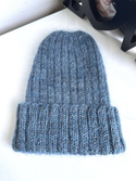 DAISY – czapka beanie handmade baby merino + moher i jedwab Głębia Oceanu