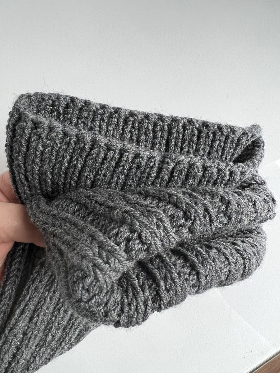 HELLI – czapka beanie wywijana z wełny baby merino 20 Ciemny szary