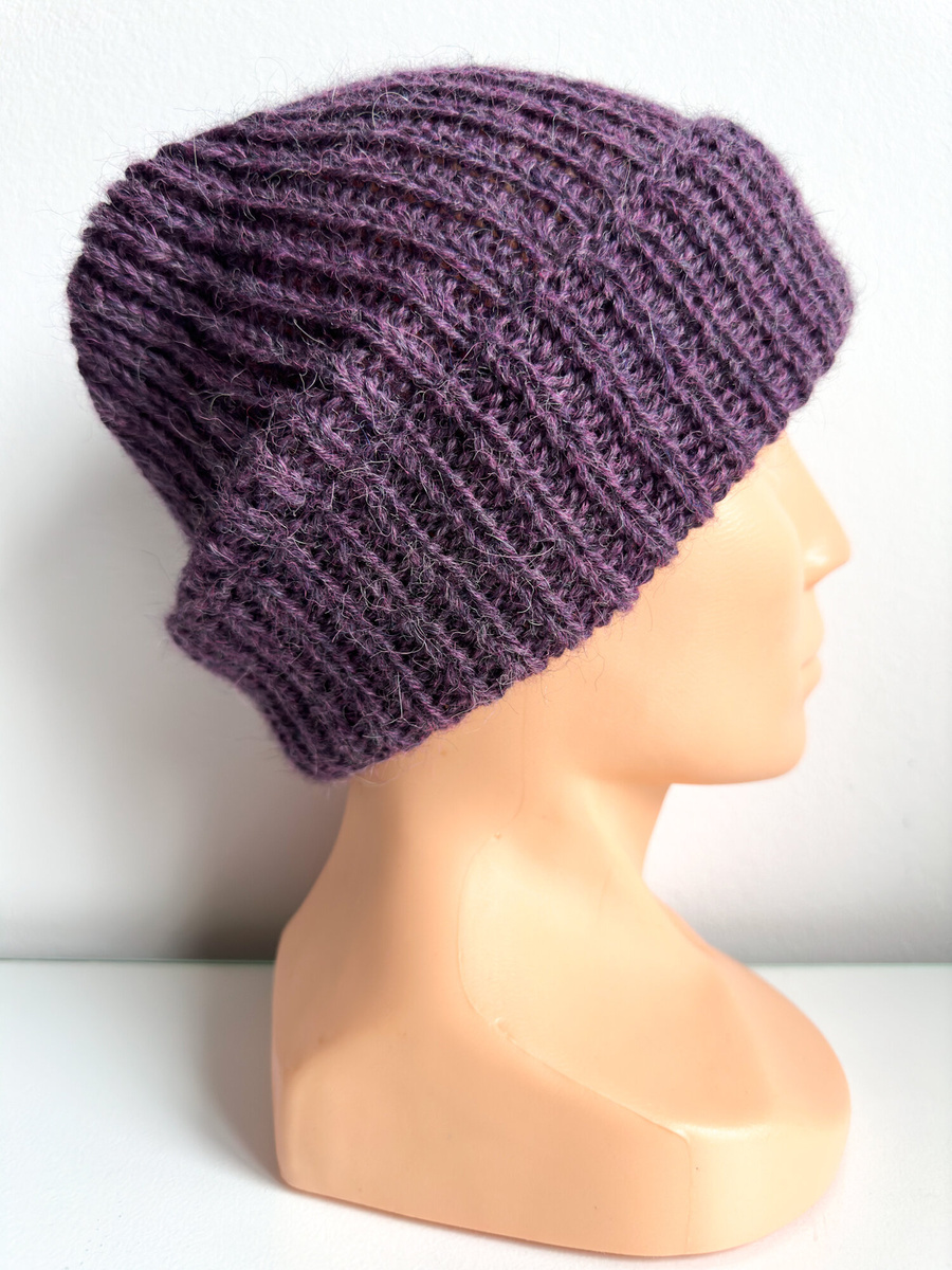 KIARA Turn-Up Beanie 100% Alpaca 9023 Fioletowa Mgiełka