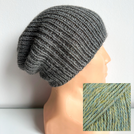 KIARA – czapka z alpaki 100% beanie jesienno‑zimowa 7323 morska mgła