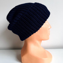 NANA – czapka wywijana beanie z wełny baby merino 13 granatowy
