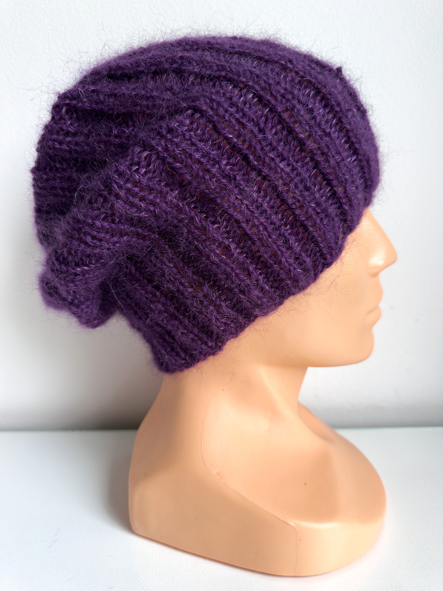MARGARET Handmade Beanie Alpaca Mohair with Silk 4400/16 Dark Purple