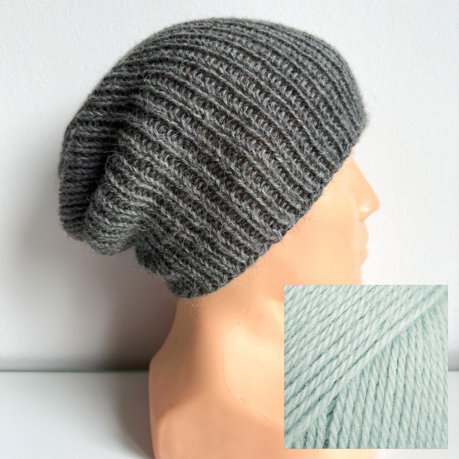 Czapka robiona na drutach KIARA 100% Alpaka 517 Średni Szary