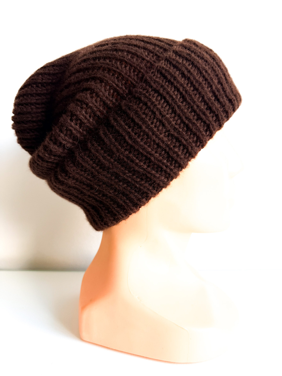 ELARA Turn-Up Cashmere and Silk Beanie 643 Cacao