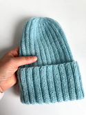 MARGARET Handmade Turn-Up Beanie Alpaca Mohair and Silk 2917/58 Turquoise