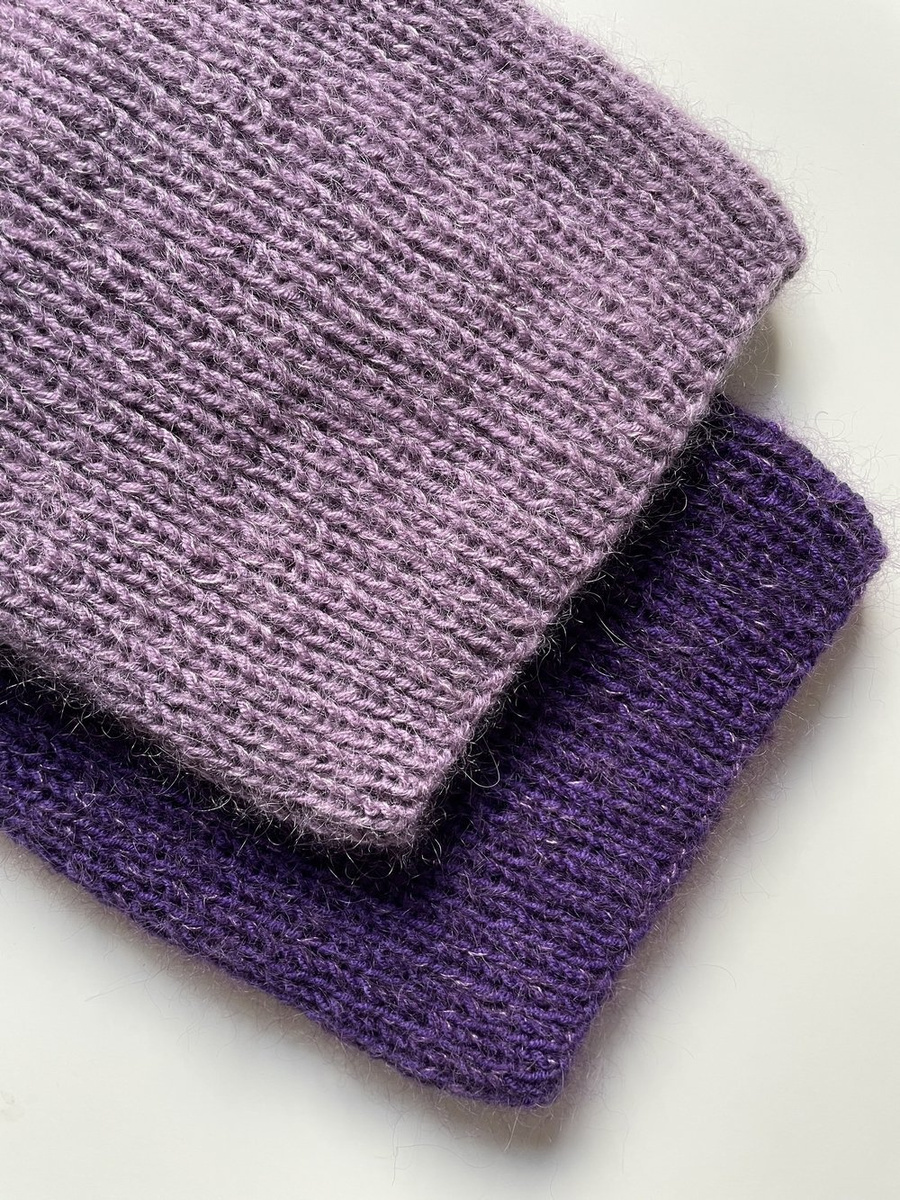AUREA – ręcznie robiona cienka czapka beanie baby merino + moher i jedwab damska 40/05 Ametyst