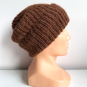 MORGANA – czapka damska handmade alpaka + merynos 52/38 Czekolada