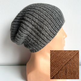 KIARA 100% Alpaca Beanie without a Turn-Up Cuff 9041 miedziany brąz