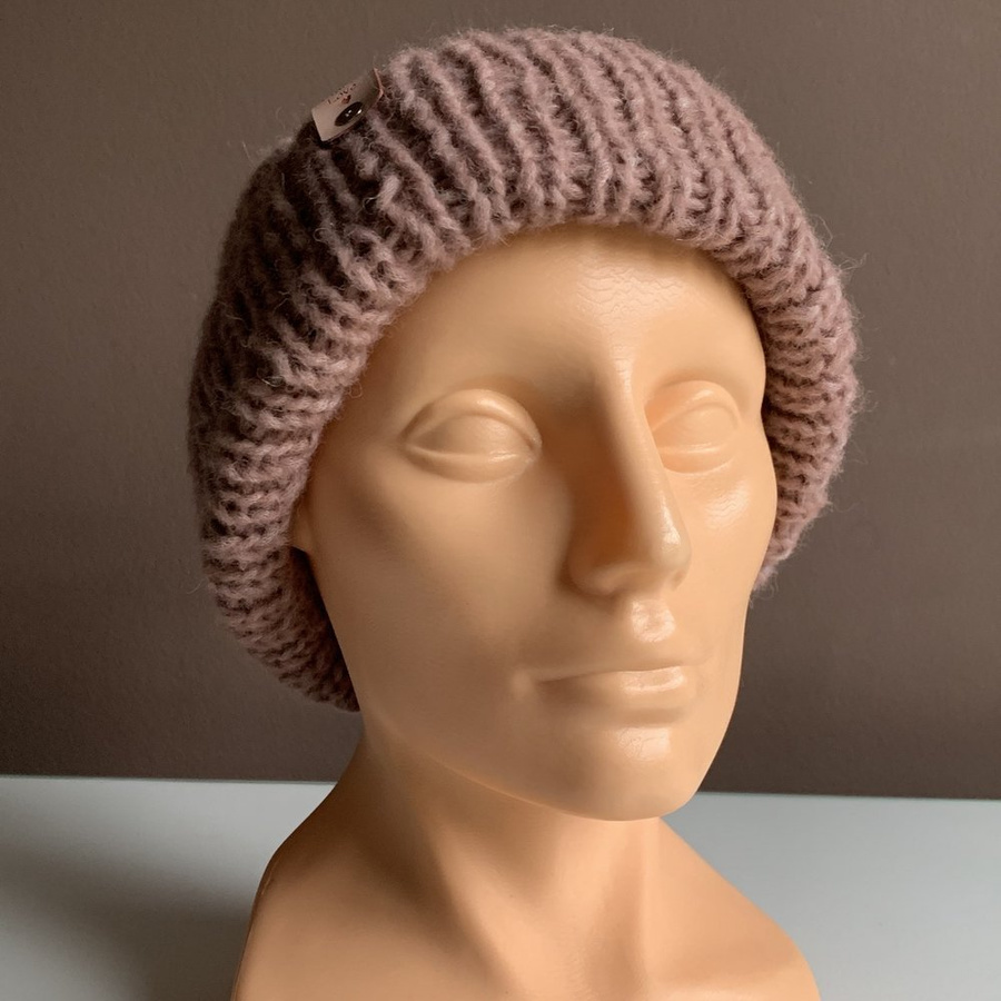 CHMURKA – czapka beanie z alpaki damska ręcznie robiona 29 fiołkowy