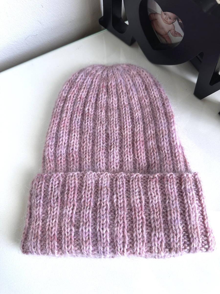 Ręcznie robiona czapka beanie AUREA 100% Ręcznie farbowana Baby Merino plus moher i jedwab Magnolie - edycja limitowana