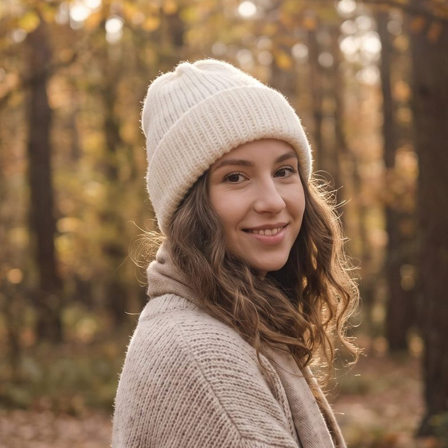 ELARA Turn-Up Cashmere and Silk Beanie 501 Neve