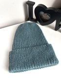 AUREA – ręcznie robiona czapka beanie merino + moher i jedwab damska / dziecięca 47/37 Morze Północne