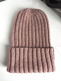 Wywijana czapka merino HELLI 100% Baby Merino 49 Pustynna Róża