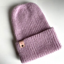 AUREA – ręcznie robiona ciepła czapka beanie baby merino + moher i jedwab dziecięca/damska 26/03 Jasny Stary Róż