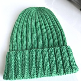 HELLI – wywijana czapka z wełny merino 100% Baby Merino 31 jaskrawozielony, unisex, jesienno-zimowa