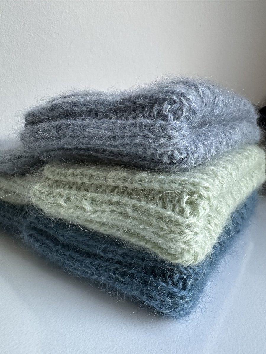 MARGARET Handmade Turn-Up Beanie Alpaca Mohair and Silk 6309/27 Medium Blue Petrol