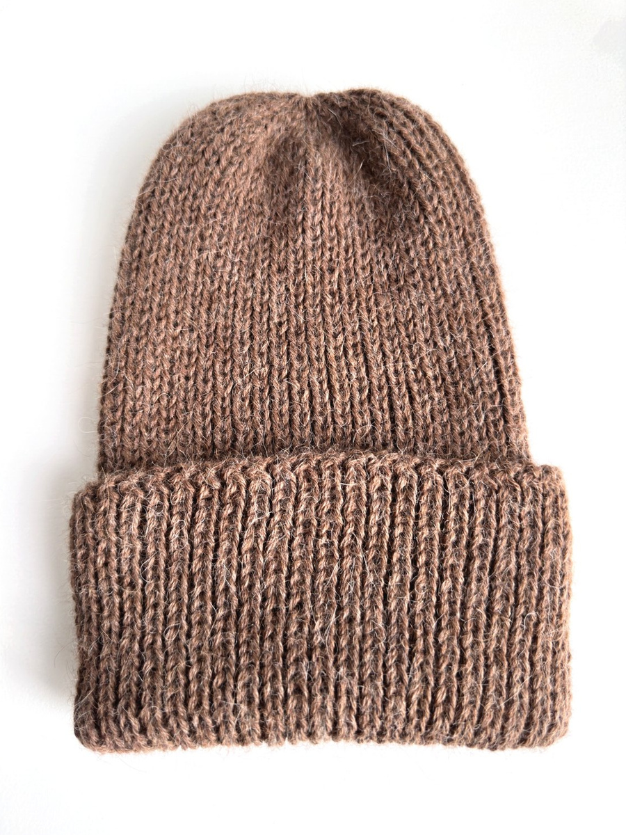 KIARA – czapka wywijana z alpaki 100% 607 brąz, jesienno‑zimowa