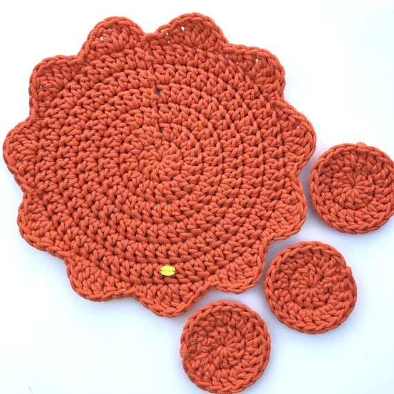 Podkładka ze sznurka bawełnianego 37 cm pomarańczowy