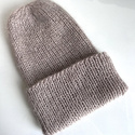 AUREA – ręcznie robiona czapka beanie wełniana merino z moherem damska/dziecięca 23/20 Jasny Beż