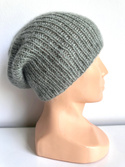 Handmade women's hat AUREA 100% Baby Merino plus mohair and silk 50/34 Green Sage