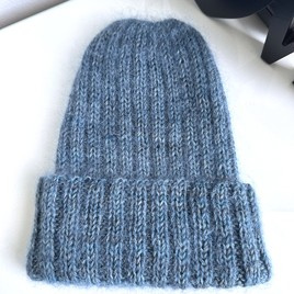 DAISY – czapka beanie handmade baby merino + moher i jedwab Głębia Oceanu