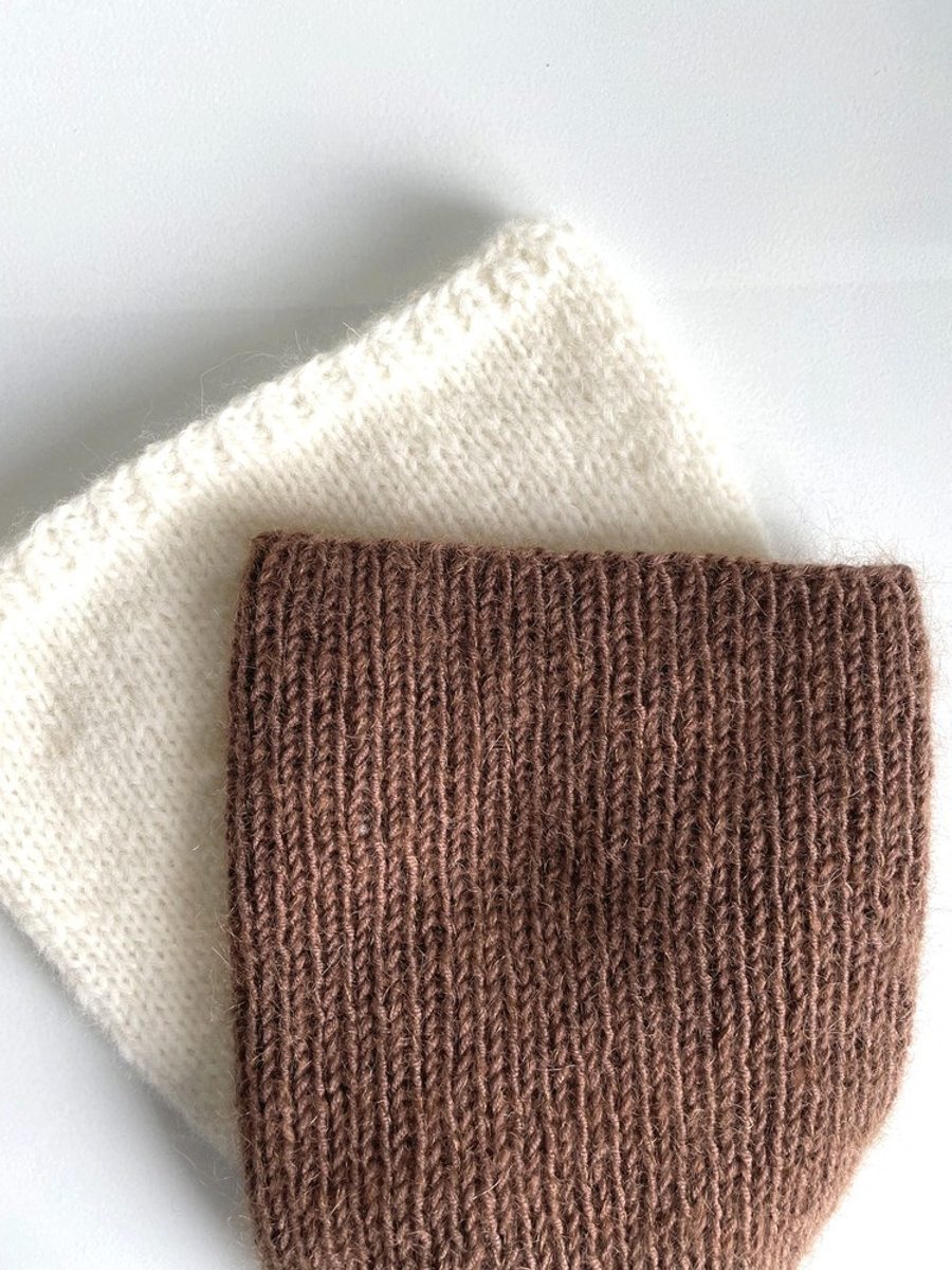 AUREA – ręcznie robiona czapka beanie baby merino + moher i jedwab damska 52/35 Czekolada mleczna