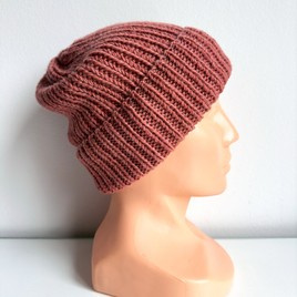 NANA – czapka wywijana z baby merino 48 Blush