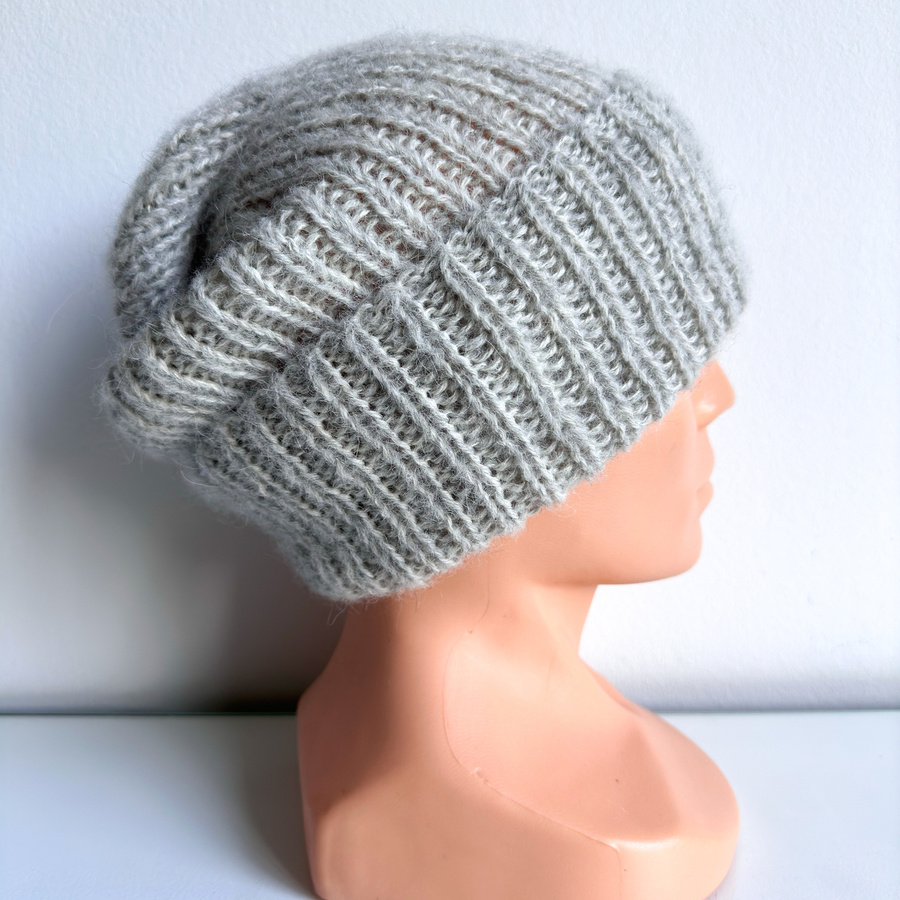 MORGANA – czapka damska alpaka + jedwab z wywinięciem 9020/35 Perłowy szary