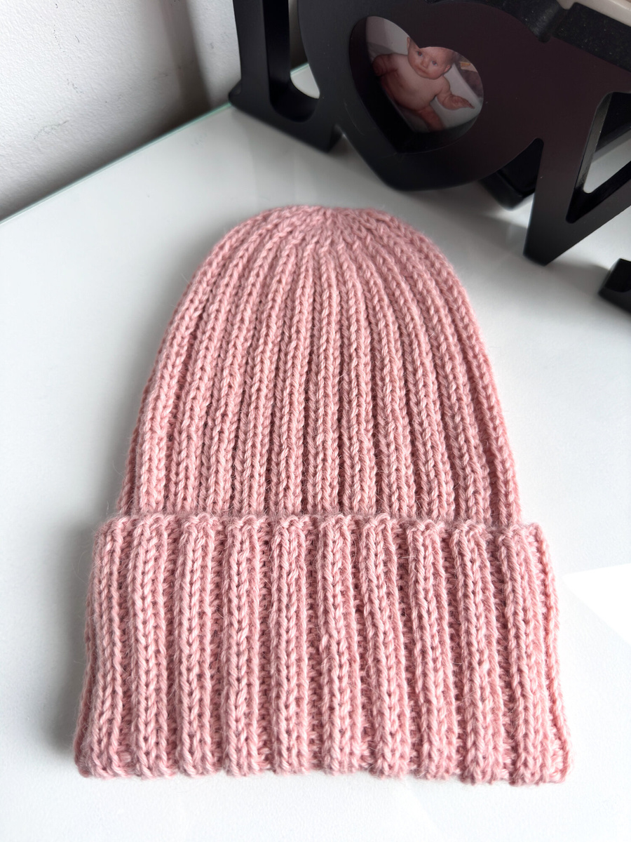 LAURIN – czapka z 100% alpaki wywijana 9033 Lody Truskawkowe różowy