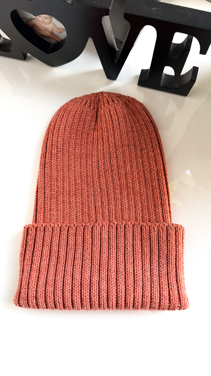VELLA Turn-Up Beanie 100% Baby Merino Wool 48 Blush