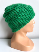 AUREA – ręcznie robiona ciepła czapka beanie merino + moher i jedwab dziecięca/damska 31/48 Jaskrawozielony