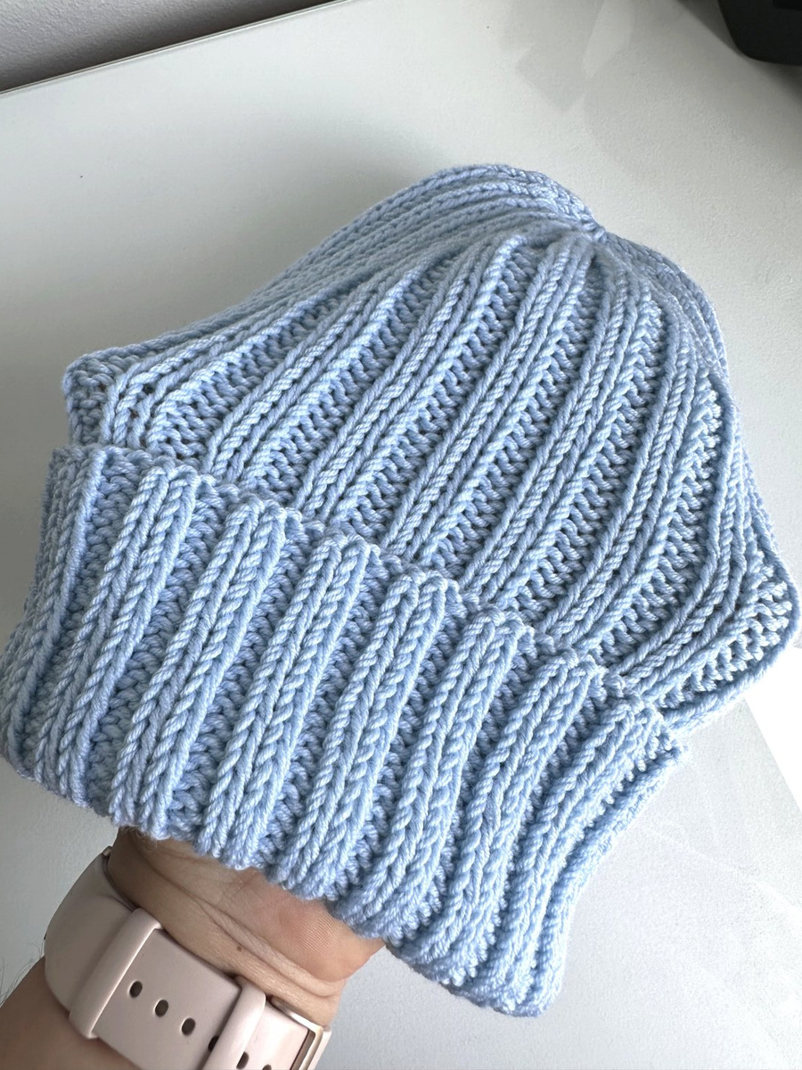 HELLI – czapka merino wywijana 100% baby merino 11 Błękitny Stalowy unisex zimowa