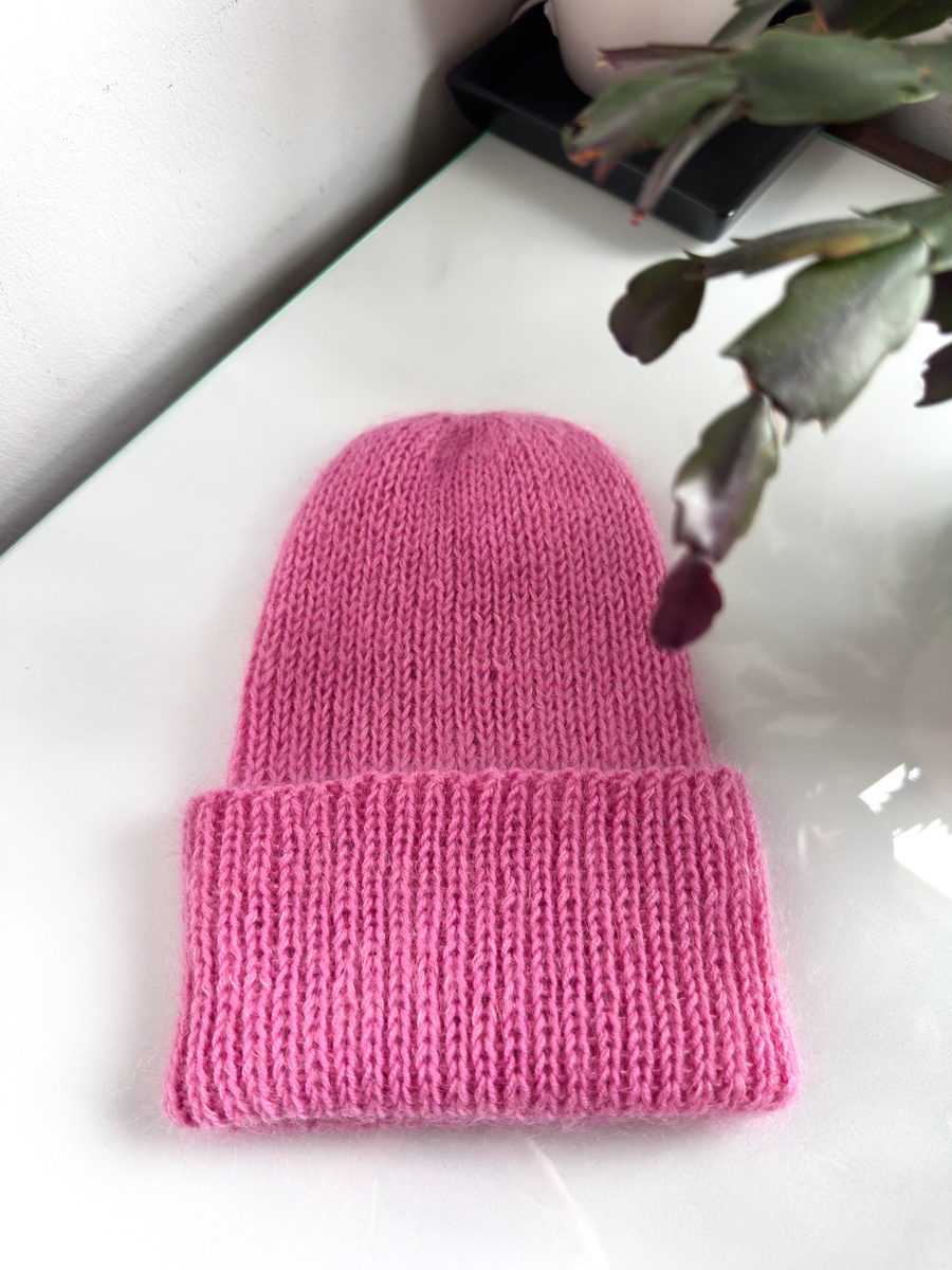 AUREA – ręcznie robiona czapka beanie baby merino + moher i jedwab damska dziecięca 07/62 Lody truskawkowe