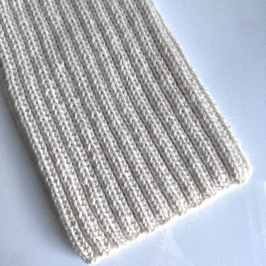 LAURIN – czapka z alpaki bez wywinięcia 100 ecru