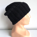 HELLI Beanie-Mütze mit Umschlag 100% Baby-Merinowolle 21 Schwarz