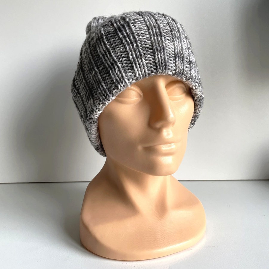 HELLI – szara czapka zimowa merino 100% baby merino ręcznie farbowana