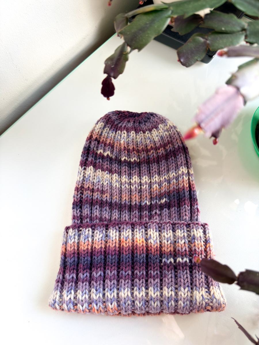 NELLI – czapka merino wywijana 15 Fioletowy Deszcz unisex zimowa