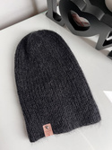 AUREA – ręcznie robiona ciepła czapka damska merino + moher i jedwab 21/02 Czarny