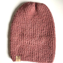 Czapka zrobiona na drutach KIARA 100% Alpaka 9024 ciemny blush