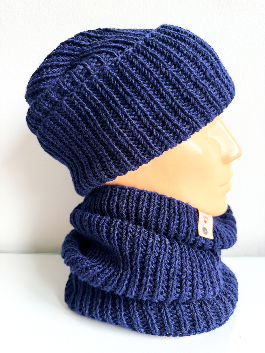 Czapka wywijana NANA 100% Baby Merino 13 Granatowy