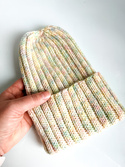 NELLI Mütze mit Umschlag aus Merinowolle 38 Niebieska Mgiełka unisex winterlich