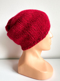 CHMURKA Beanie-Mütze aus Alpaka 44 Karminrot