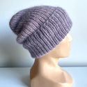 AUREA – ręcznie robiona czapka beanie baby merino + moher i jedwab damska/dziecięca 39/09 Fioletowa Orchidea